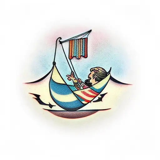 hammock  and little marbles in it tattoo design idea