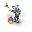 winnie pooh, Tigger with Ballons and kite tattoo design idea