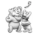 winnie pooh, Tigger with Ballons and kite tattoo design idea