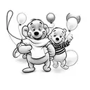 winnie pooh, Tigger with Ballons and kite tattoo design idea