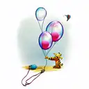 winnie pooh, Tigger with Ballons and kite tattoo design idea