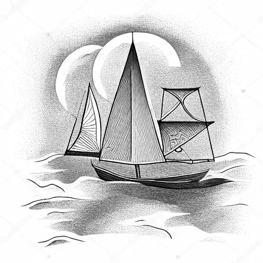 stoicism and boat in storm tattoo design idea