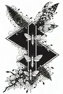 A cross surrounded by fireflies tattoo design idea