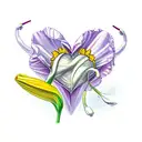 heart with iris, daffodil, daisy, lily, gladiolus, and narcissus  tattoo design idea