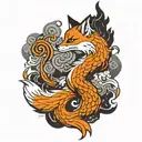fox has nine tails tattoo design idea