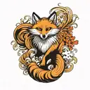 fox has nine tails tattoo design idea