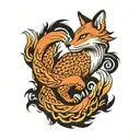 fox has nine tails tattoo design idea
