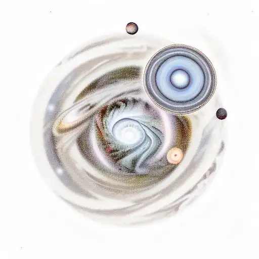 swirling solar system with Jupiter in the center tattoo design idea