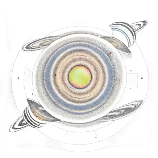 swirling solar system with Jupiter in the center tattoo design idea