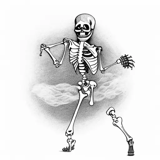 skeleton dancing with a crying girl tattoo design idea