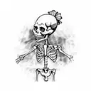 skeleton dancing with a crying girl tattoo design idea