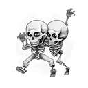 skeleton dancing with a crying girl tattoo design idea