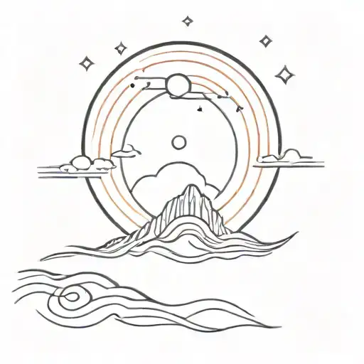 The sea meets the sun tattoo design idea
