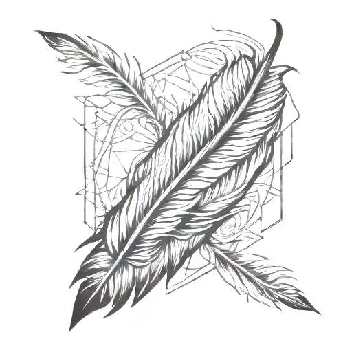 bird feather geometric fine line  tattoo design idea