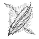 bird feather geometric fine line  tattoo design idea