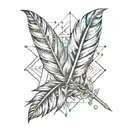 bird feather geometric fine line  tattoo design idea
