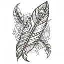bird feather geometric fine line  tattoo design idea