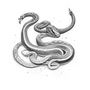 snake around dagger tattoo design idea