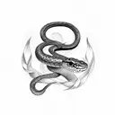 snake around dagger tattoo design idea