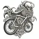 Human bones bicycle with tribal tattoo design idea