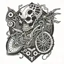 Human bones bicycle with tribal tattoo design idea