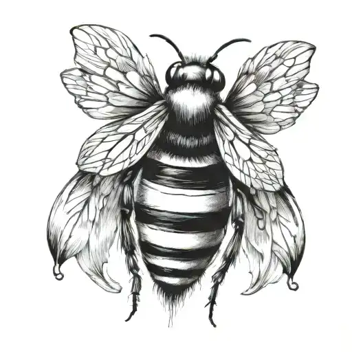 black & white simple  sea shell bumble bee and rainbow  tattoo design idea