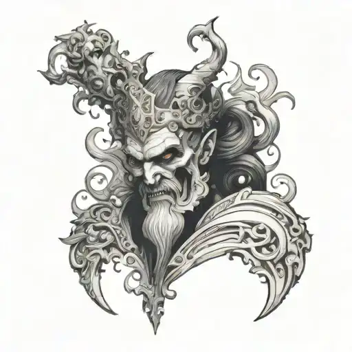 hades with a bident  tattoo design idea