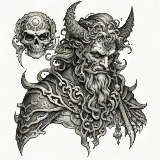 hades with a bident  tattoo design idea