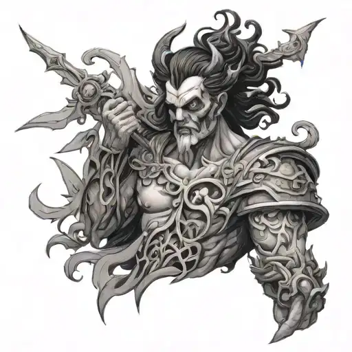 hades with a bident  tattoo design idea