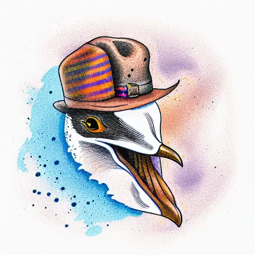 western gull smoking cigar tattoo design idea