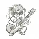 electro guitar and glasses child playing tattoo design idea