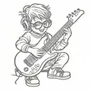 electro guitar and glasses child playing tattoo design idea