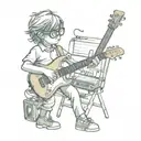 electro guitar and glasses child playing tattoo design idea