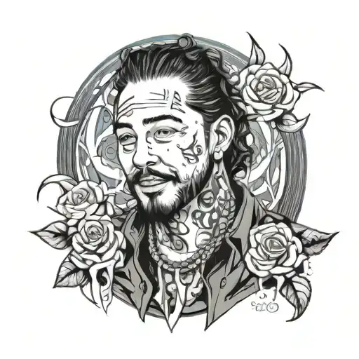 post malone portrait tattoo design idea