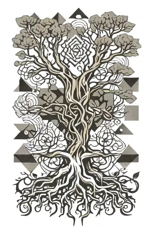 tree and roots tattoo design idea