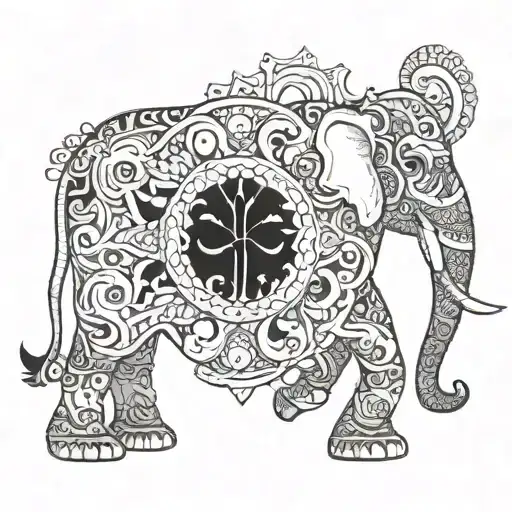 Can you generate a tattoo idea for around my arms e.g band around bicep area. Inspired by Thai elephant harem art tattoo design idea