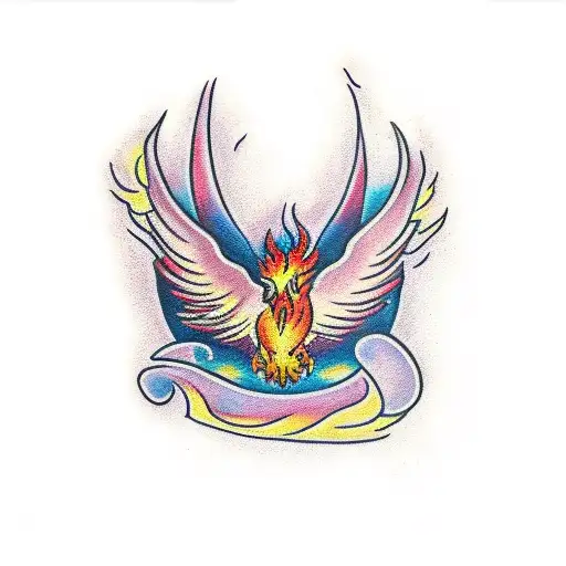 half burning pheonix tattoo design idea