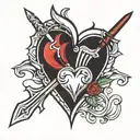 dagger wwith heart tattoo design idea