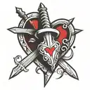 dagger wwith heart tattoo design idea
