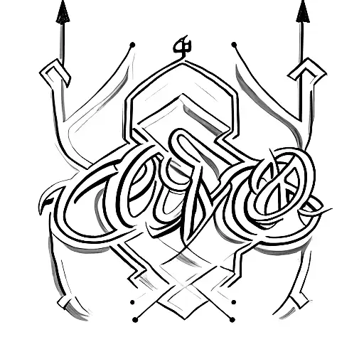 Arrow with lettering above for an abreviation of God is greater than my highs and lows and underneath a Bible vers tattoo design idea