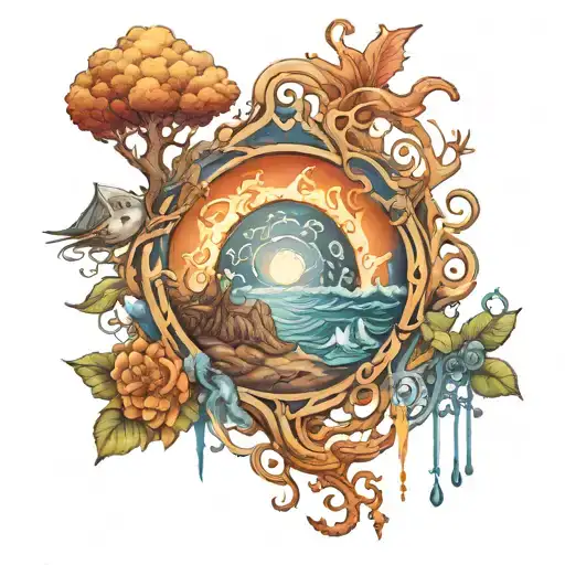 .four elements inspired tattoo design idea