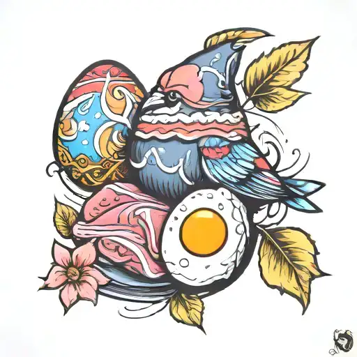 Ham and Egg 4 Life tattoo design idea