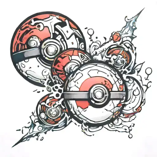 Pokeball breaking apart tattoo design idea