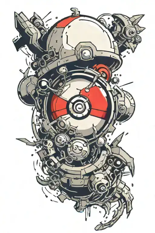 Pokeball breaking apart tattoo design idea
