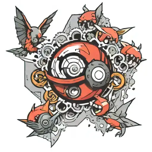 Pokeball breaking apart tattoo design idea