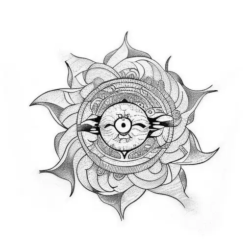 tattoo, geo, symbol, sun, dhalia, mandala tattoo design idea