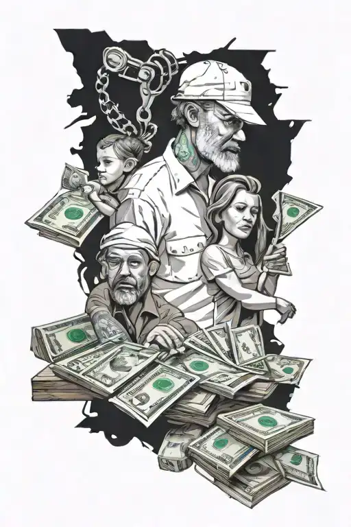workover rig, family, money tattoo design idea