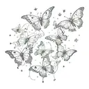 decaying butterflies with stars scattered tattoo design idea