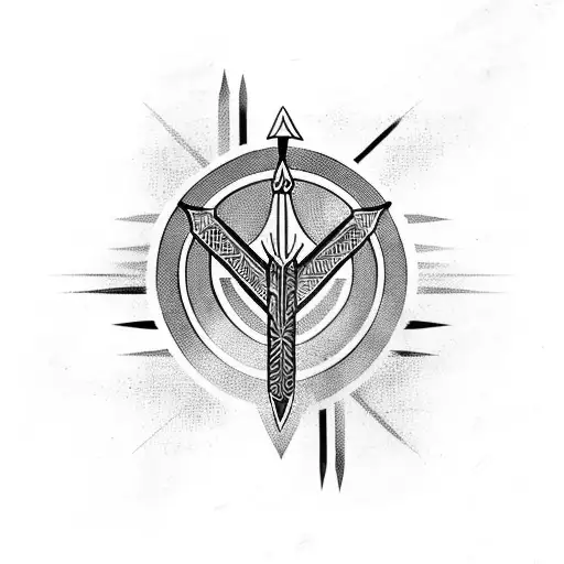 arrow with mixed tribal and geometric design tattoo design idea