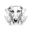 white whippet dog tattoo design idea